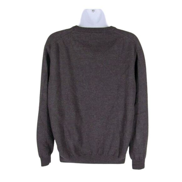 Vintage 90's Club Room Estate Merino Wool Sweater Mens L Dark Gray V Neck Thick - Picture 3 of 4